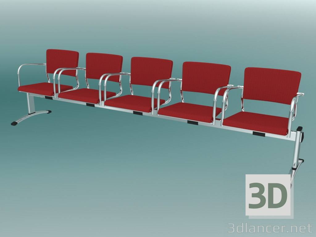 modello 3D Panca a cinque posti (570L5) - anteprima