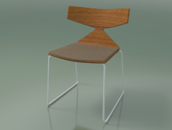 Stapelbarer Stuhl 3711 (auf einem Schlitten, mit Kissen, Teak-Effekt, V12)