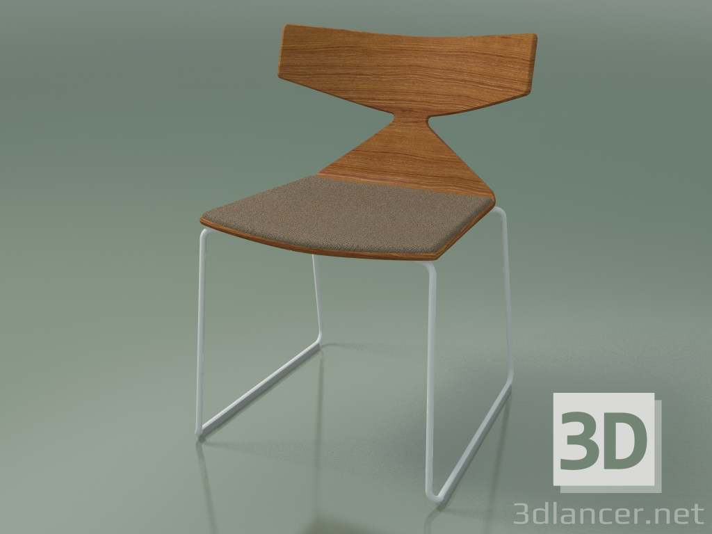 modello 3D Sedia impilabile 3711 (su una slitta, con cuscino, effetto teak, V12) - anteprima