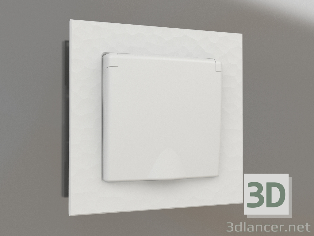 3d model Socket with moisture protection, with grounding, with a protective cover and shutters (silver hammer - preview