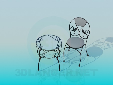 3d model Coffee table and chair - preview 3d model Coffee table and chair - preview