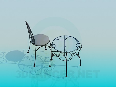 3d model Coffee table and chair - preview 3d model Coffee table and chair - preview