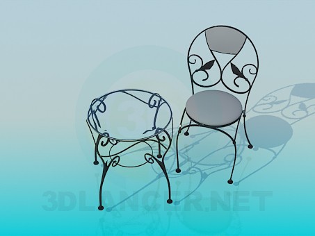 3d model Coffee table and chair - preview 3d model Coffee table and chair - preview