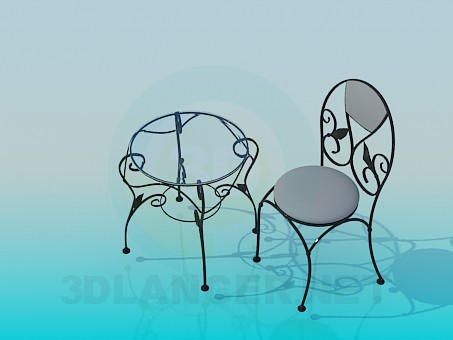 3d model Coffee table and chair - preview 3d model Coffee table and chair - preview