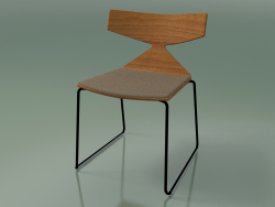 Stapelbarer Stuhl 3711 (auf einem Schlitten, mit Kissen, Teak-Effekt, V39)