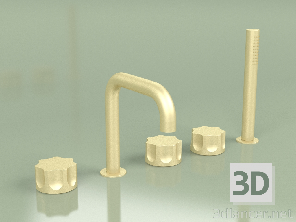 3d model Three-hole mixer and hydro-progressive mixer with hand shower (17 98, OC) - preview