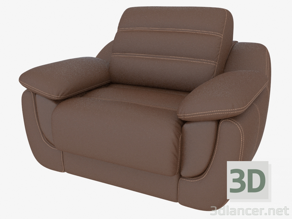 3d model Armchair in brown leather upholstery - preview