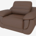 3d model Armchair in brown leather upholstery - preview