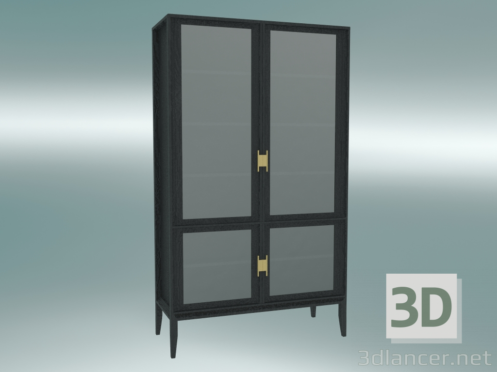 Modelo 3d Vitrine com fachadas em vidro (carvalho escuro) - preview