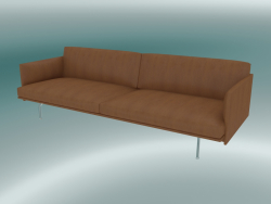 Triple Sofa Outline (Raffiniertes Cognac-Leder, poliertes Aluminium)