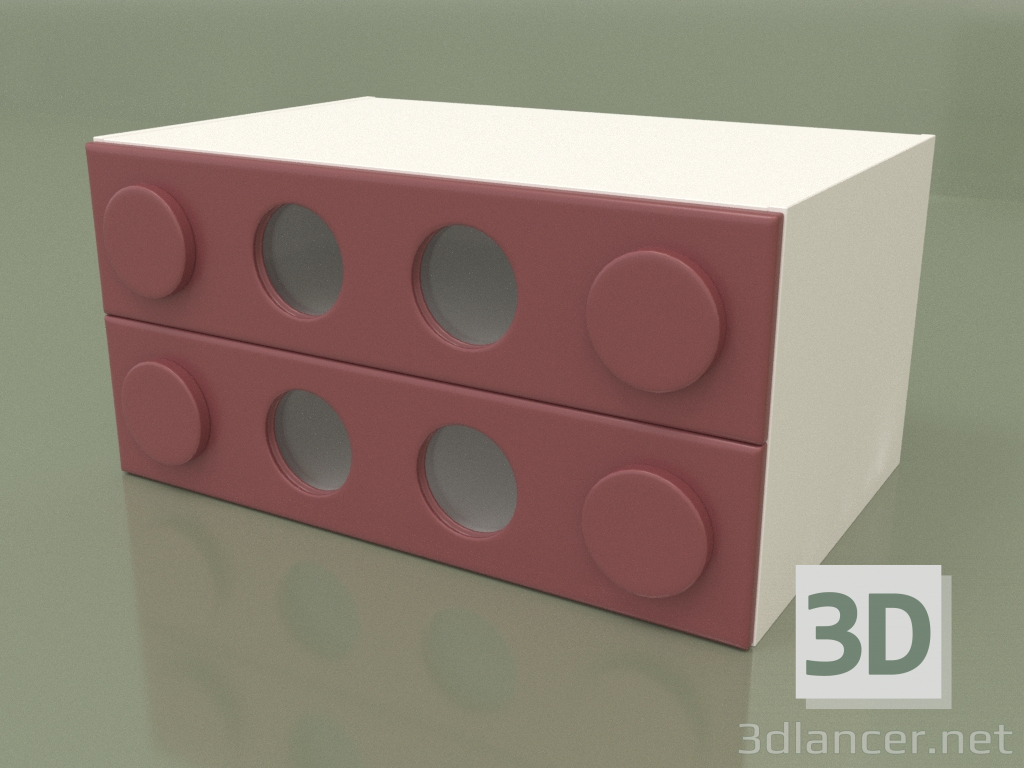 3 डी मॉडल दराज की छोटी छाती (बोर्डो) - पूर्वावलोकन