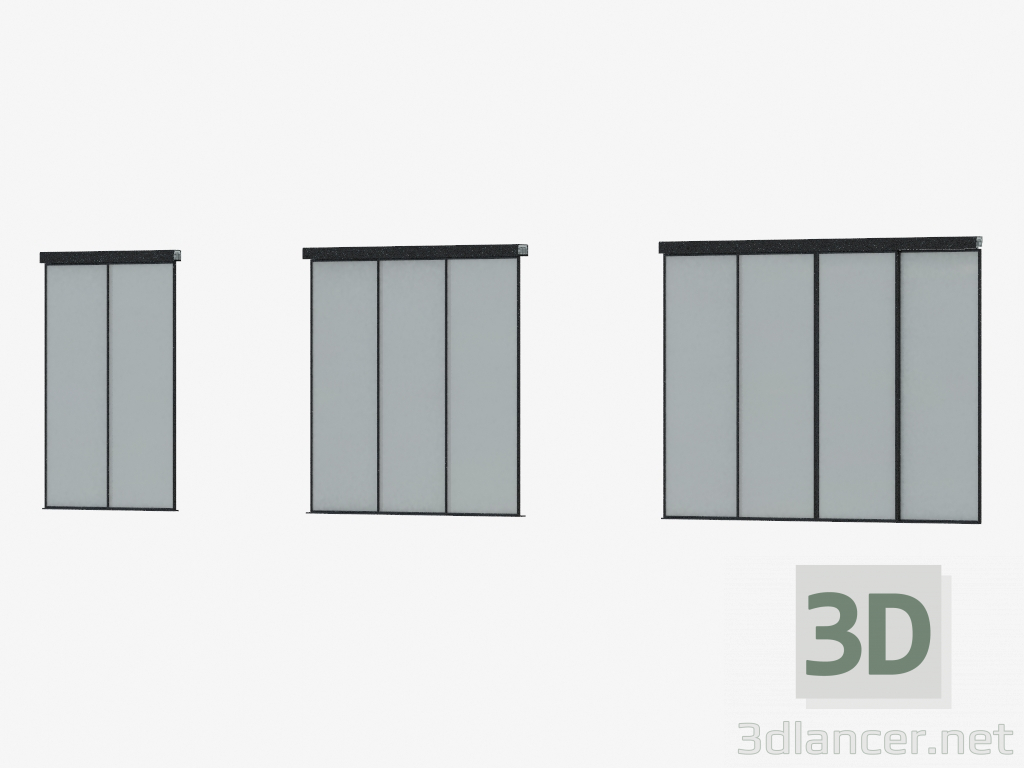 3d model Partición de interroom de A7 (negro SSS plata) - vista previa
