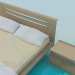 3 डी मॉडल डबल बेड और बेडसाइड टेबल - पूर्वावलोकन