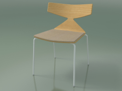 Stackable chair 3710 (4 metal legs, with cushion, Natural oak, V12)