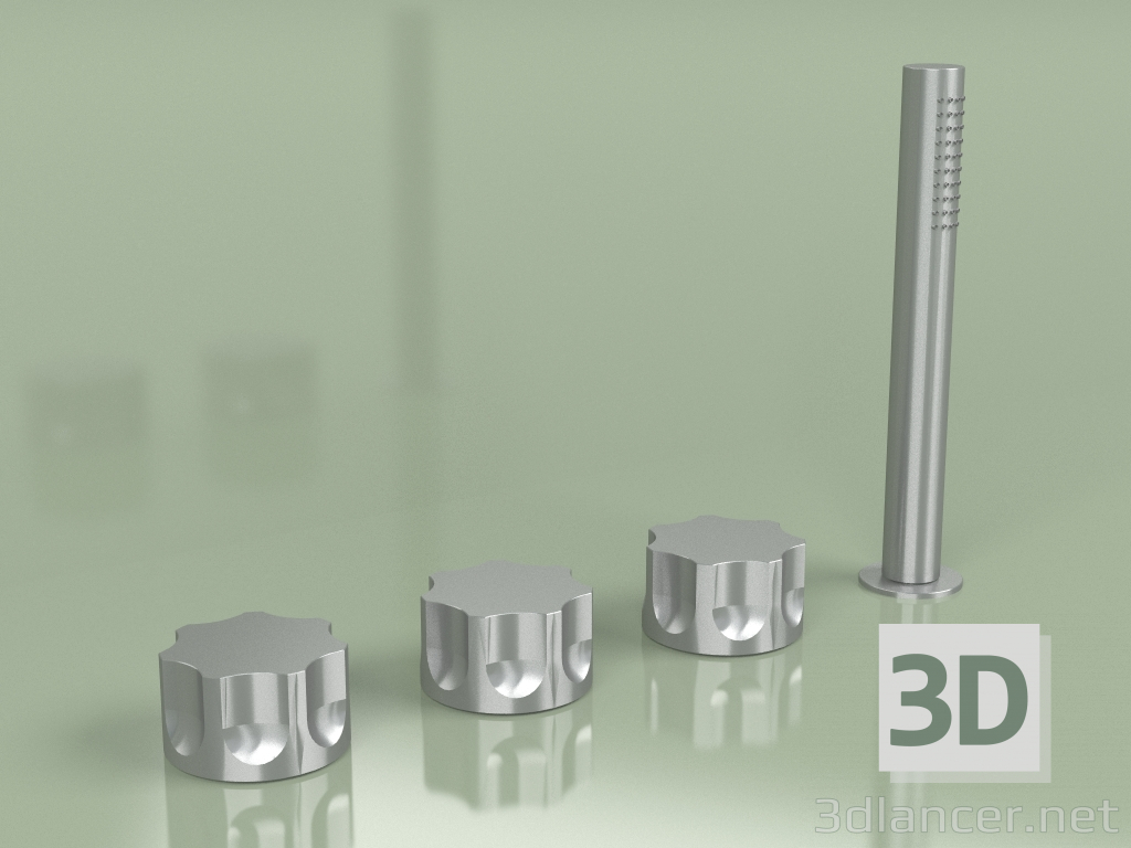 modello 3D Miscelatore tre fori e miscelatore idroprogressivo con doccetta (17 99, AS) - anteprima