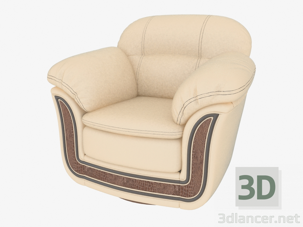 modèle 3D Fauteuil en cuir clair avec incrustations en bois (1170x1030x950) - preview