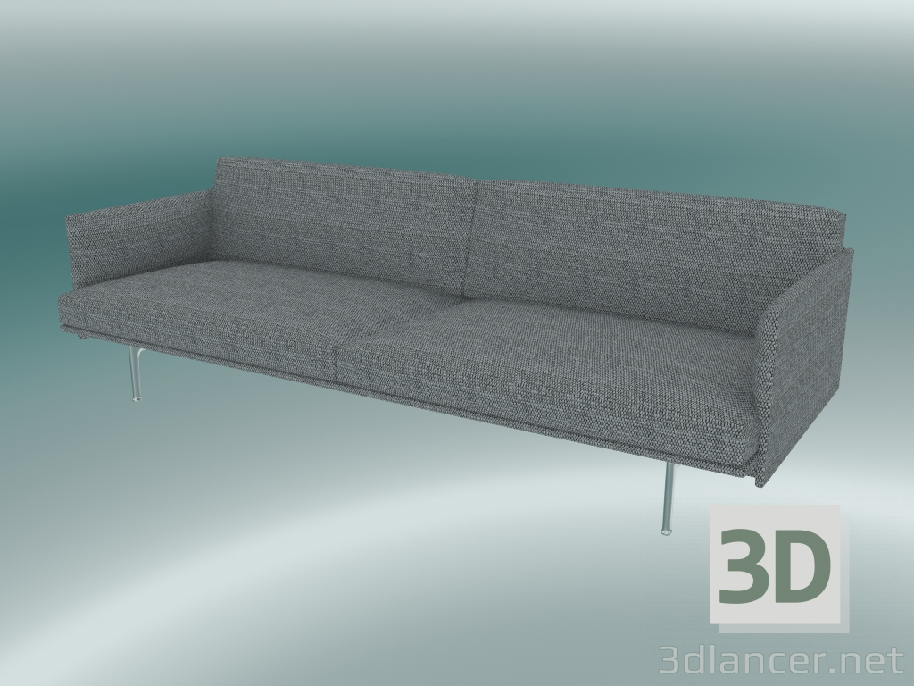 3d model Triple Sofa Outline (Vancouver 14, Polished Aluminum) - preview