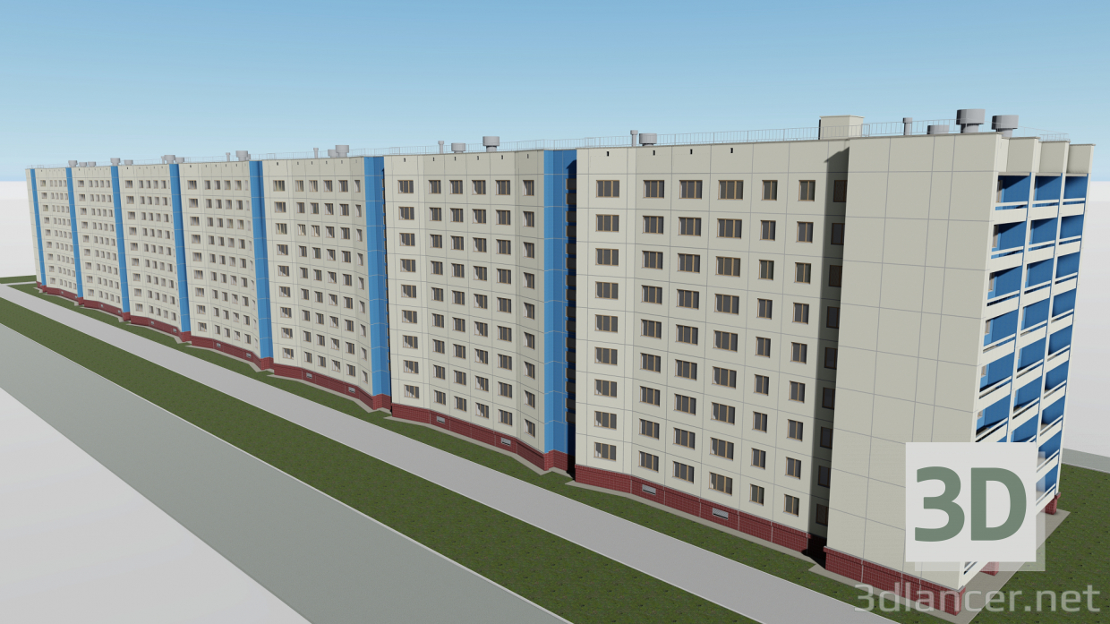 3 डी नौ मंजिला घर कोम्सोमोल्स्की संभावना 47 चेल्याबिंस्क मॉडल खरीद - रेंडर