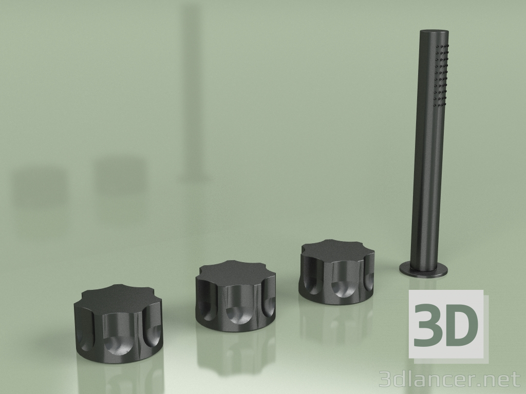 3D modeli Üç delikli batarya ve el duşlu hidro-progresif batarya (17 99, AÇIK) - önizleme