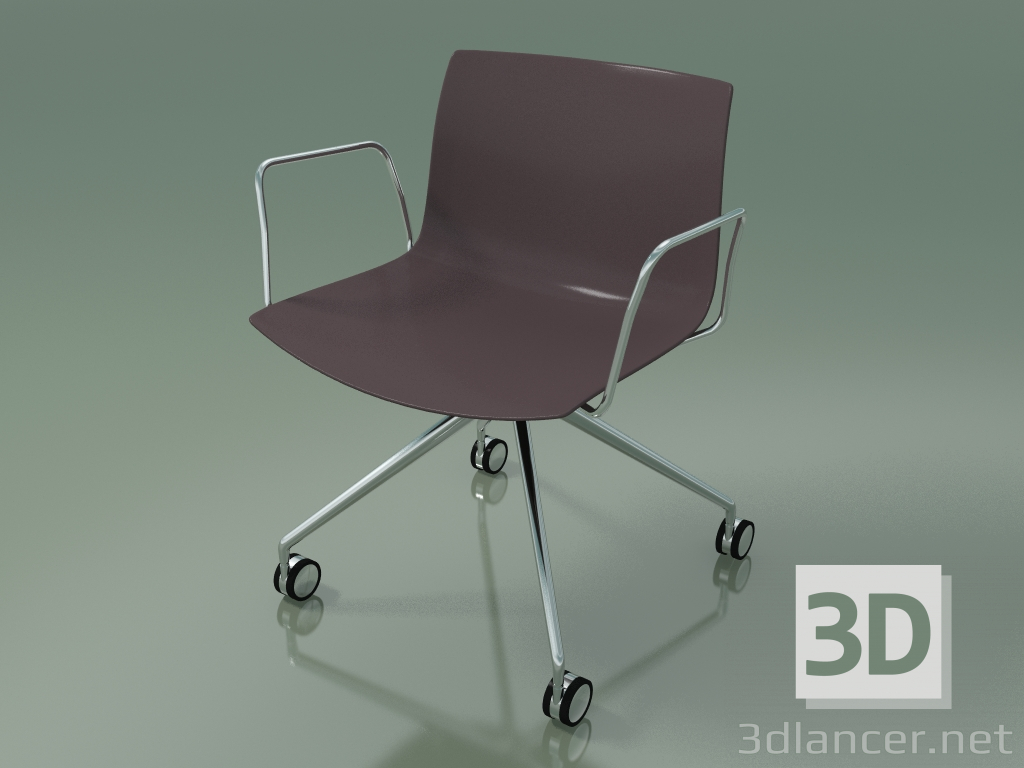 modèle 3D Chaise 2055 (4 roulettes, avec accoudoirs, LU1, polypropylène PO00404) - preview