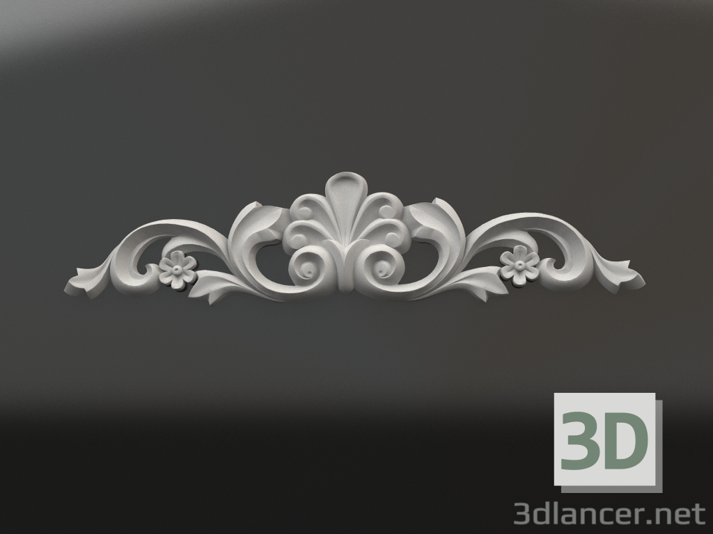 modello 3D Elemento decorativo in gesso DE 033 (500x117x20) - anteprima