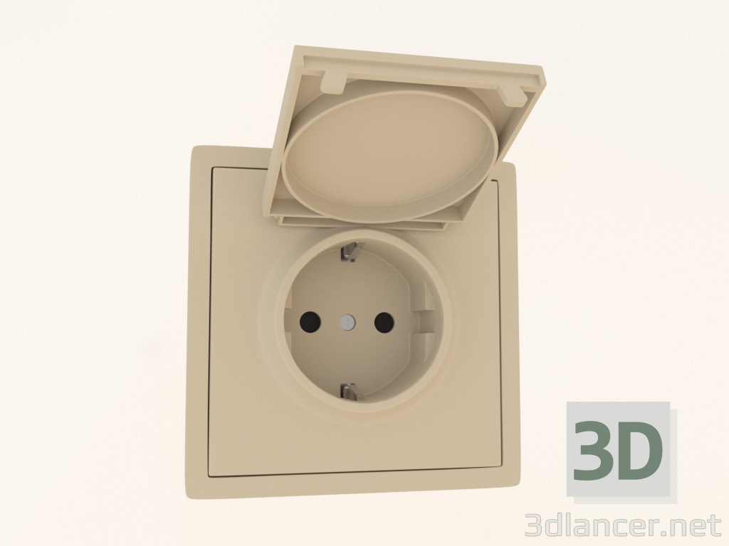 3d model Toma de tierra con tapa Schuko (para atornillar, cachemira mate, DA45435) R98 - vista previa