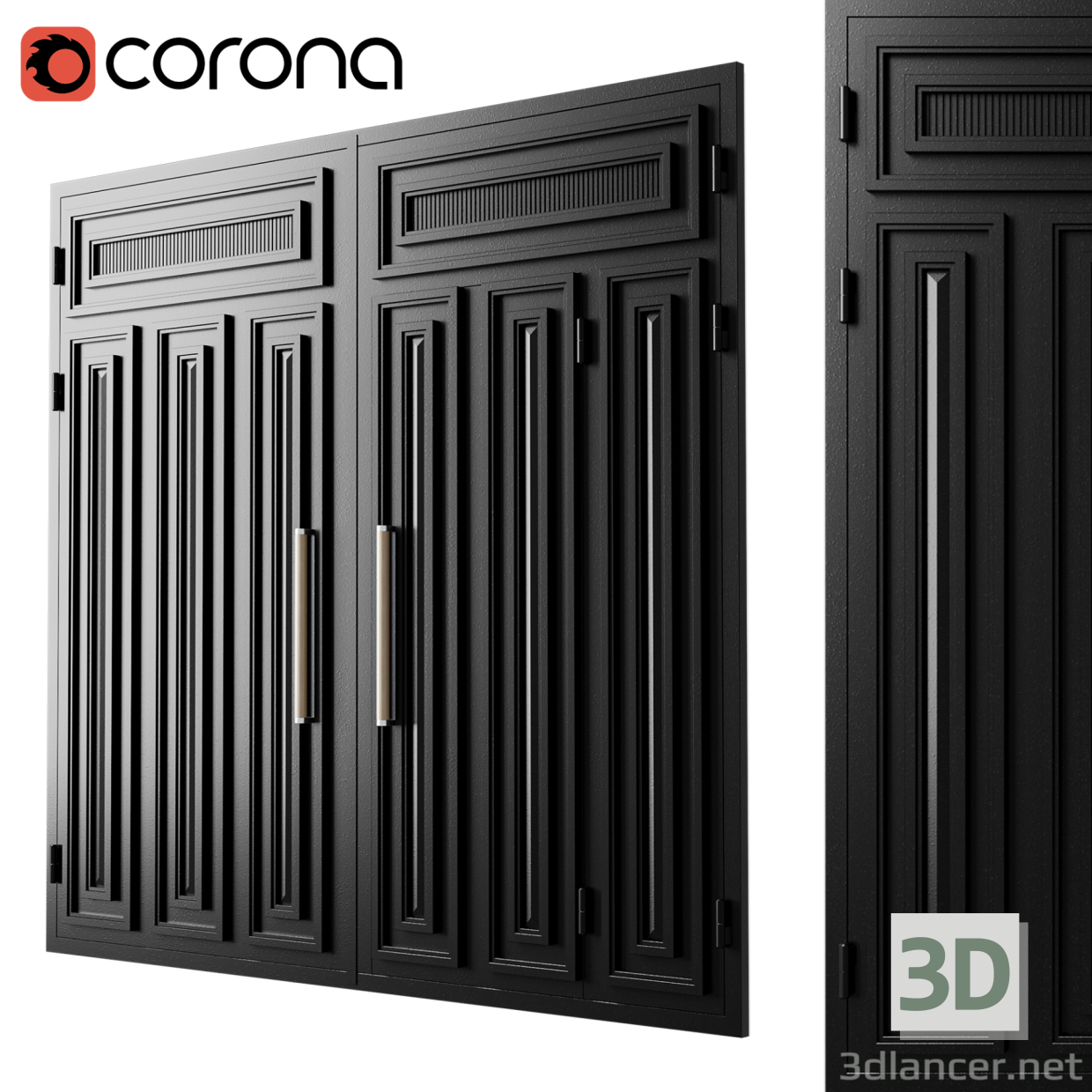 Puerta negra loft 02 3D modelo Compro - render
