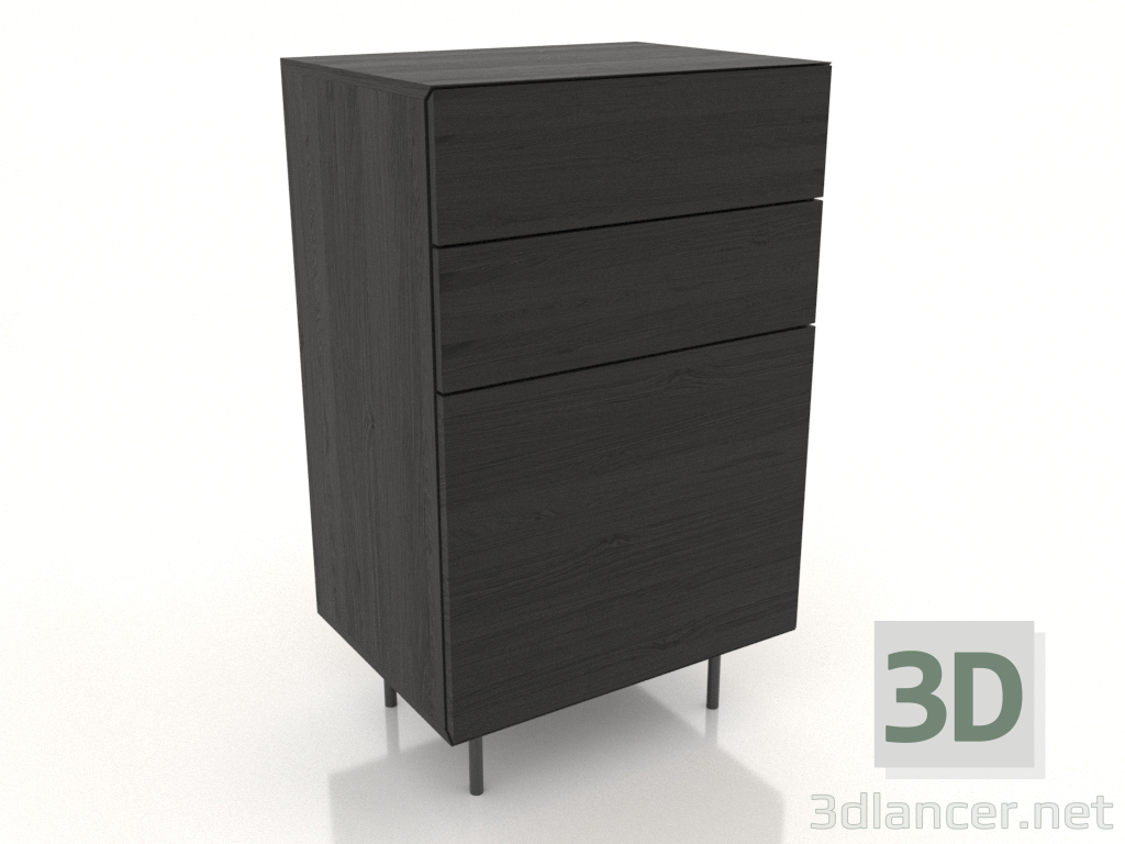 modello 3D Cassettiera 4.600 mm (nero RAL 9005) - anteprima