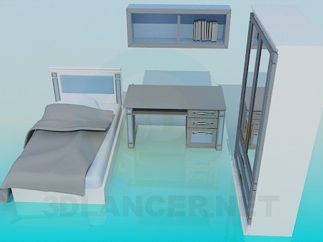 3d модель Меблі в спальну – превью