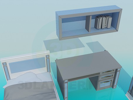 3d model The furniture in the bedroom - preview 3d model The furniture in the bedroom - preview
