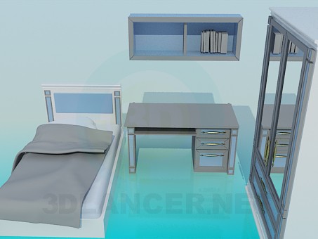 3d model The furniture in the bedroom - preview 3d model The furniture in the bedroom - preview