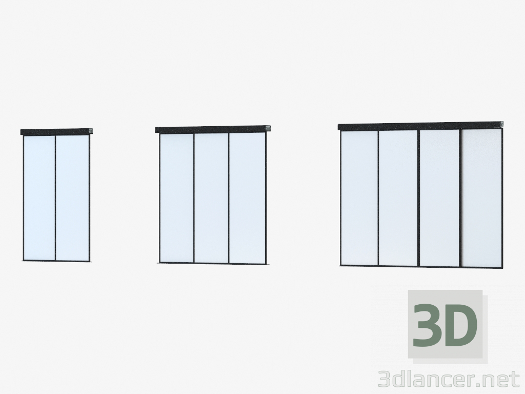 3d model Partición de interroom A7 (negro blanco) - vista previa