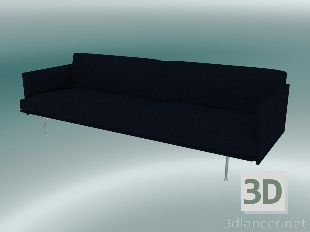 3d model Contorno del sofá triple (Vidar 554, aluminio pulido) - vista previa