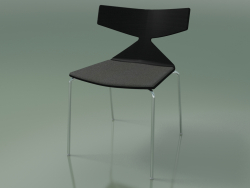 Stapelbarer Stuhl 3710 (4 Metallbeine, mit Kissen, Schwarz, CRO)