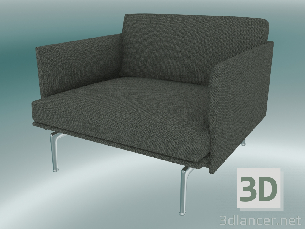 3d model Armchair Outline (Fiord 961, Polished Aluminum) - preview