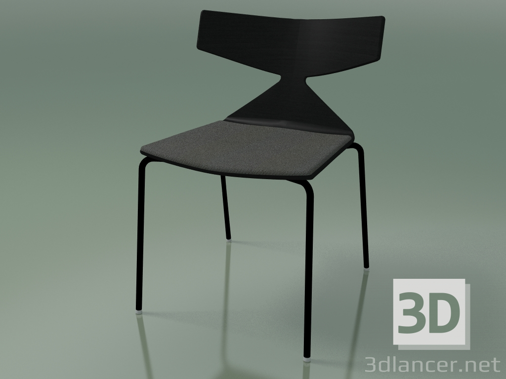 3D Modell Stapelbarer Stuhl 3710 (4 Metallbeine, mit Kissen, Schwarz, V39) - Vorschau