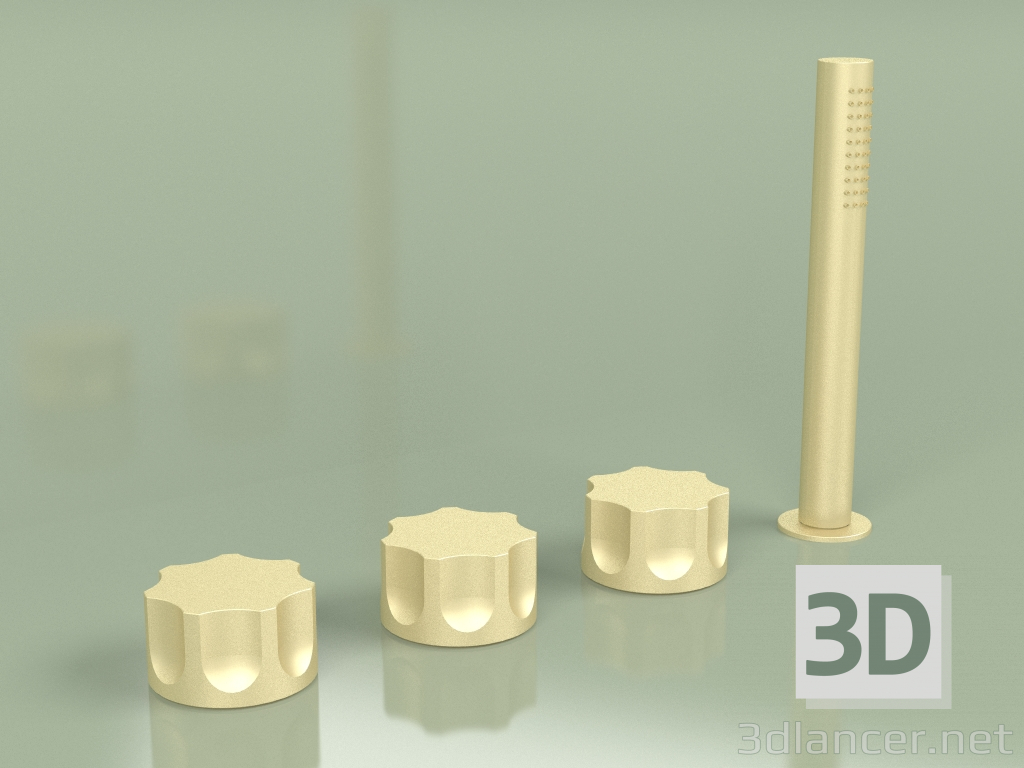 modello 3D Miscelatore tre fori e miscelatore idroprogressivo con doccetta (17 99, OC) - anteprima