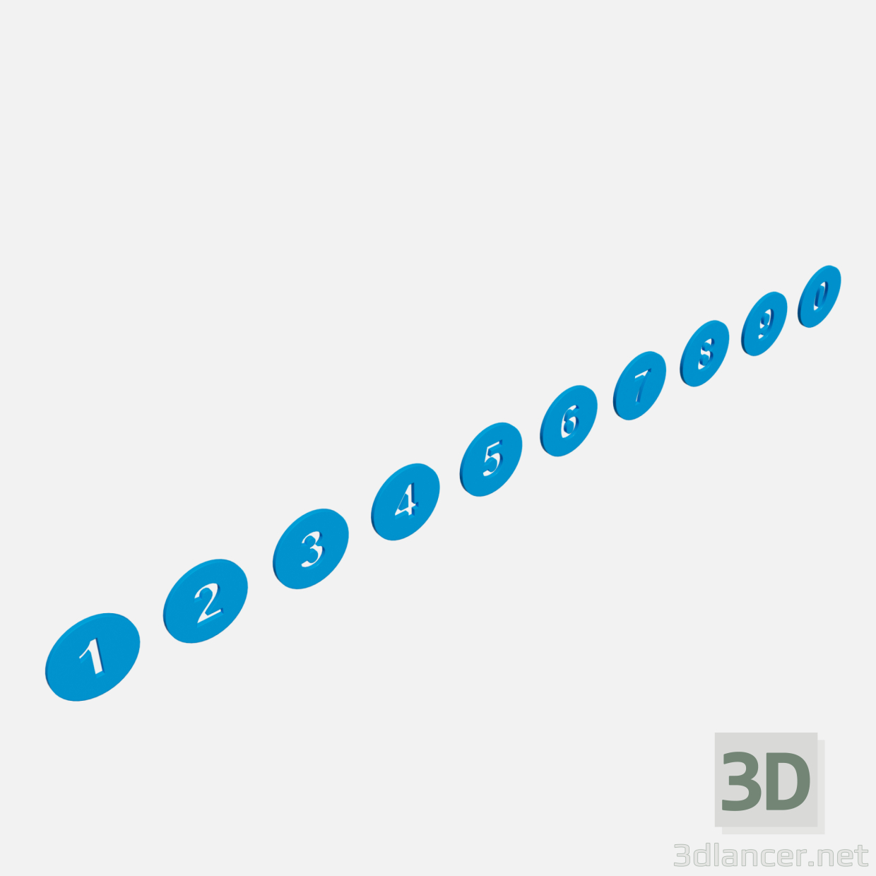 Sammlung runder Zahlen blau 3D-Modell kaufen - Rendern