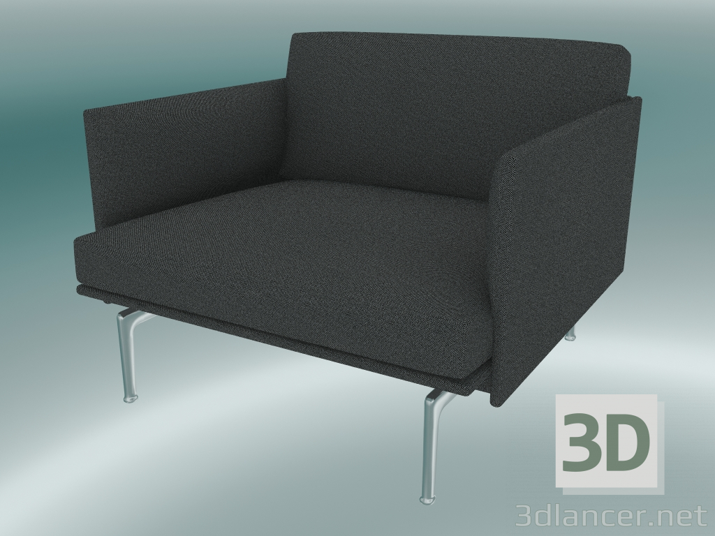 modèle 3D Aperçu du fauteuil (Hallingdal 166, aluminium poli) - preview