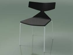 Cadeira empilhável 3710 (4 pernas de metal, com almofada, preto, V12)