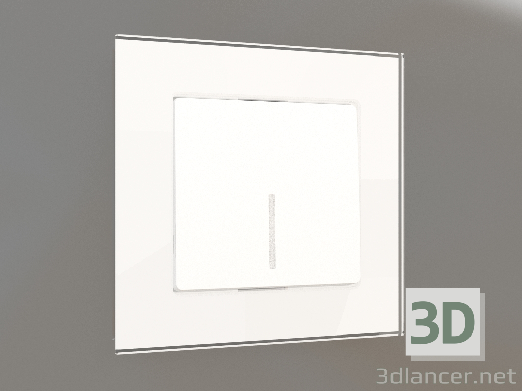 3D modeli Arka aydınlatmalı tek tuşlu anahtar (mat beyaz) - önizleme