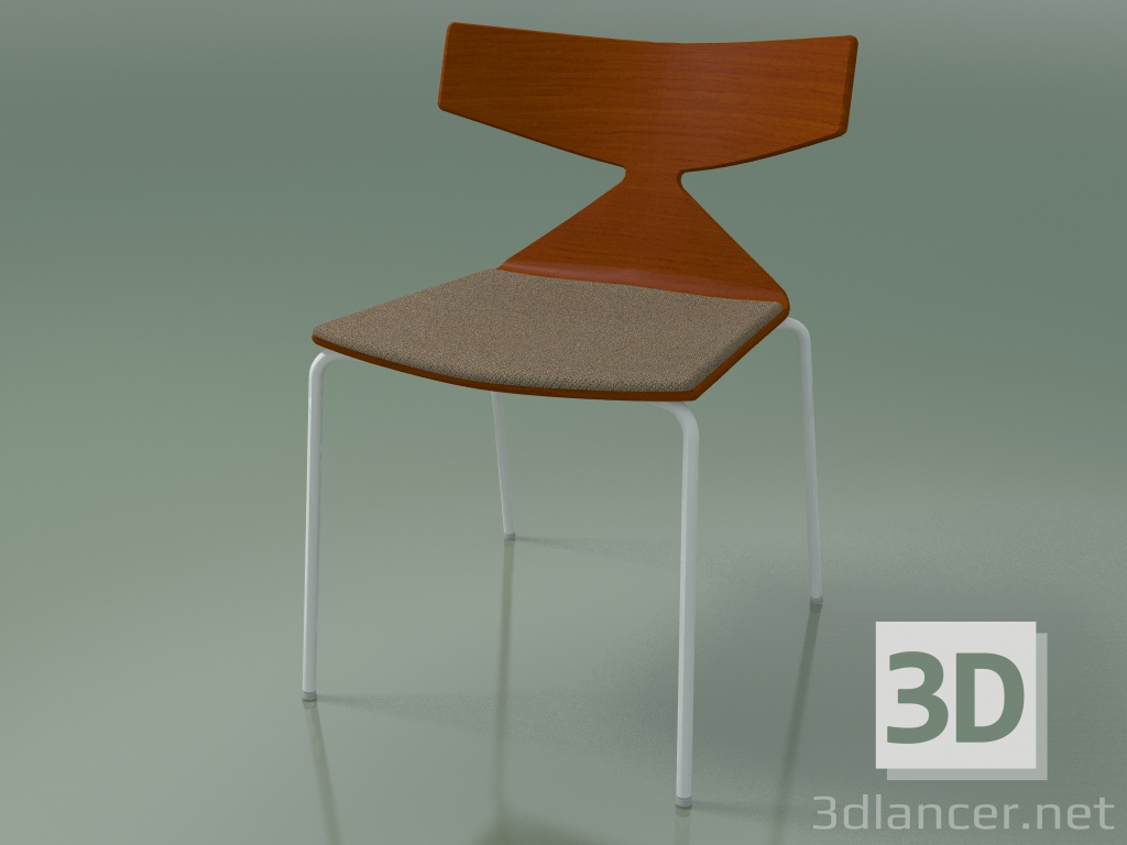 3d model Stackable chair 3710 (4 metal legs, with cushion, Orange, V12) - preview