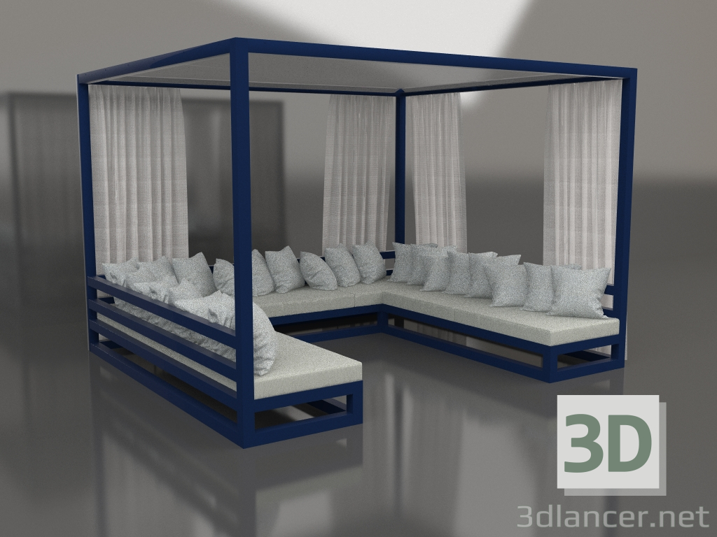 3d model Sofá con cortinas (Azul noche) - vista previa