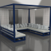 modèle 3D Canapé avec rideaux (Bleu nuit) - preview