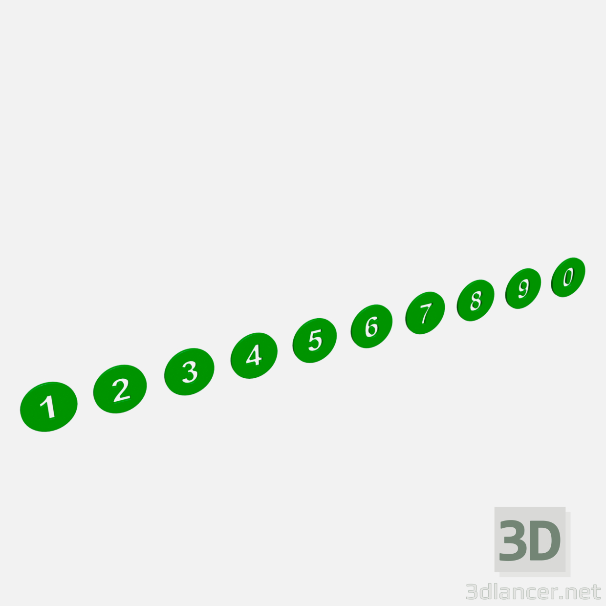 3d Колекція круглих чисел зеленого кольору модель купити - зображення