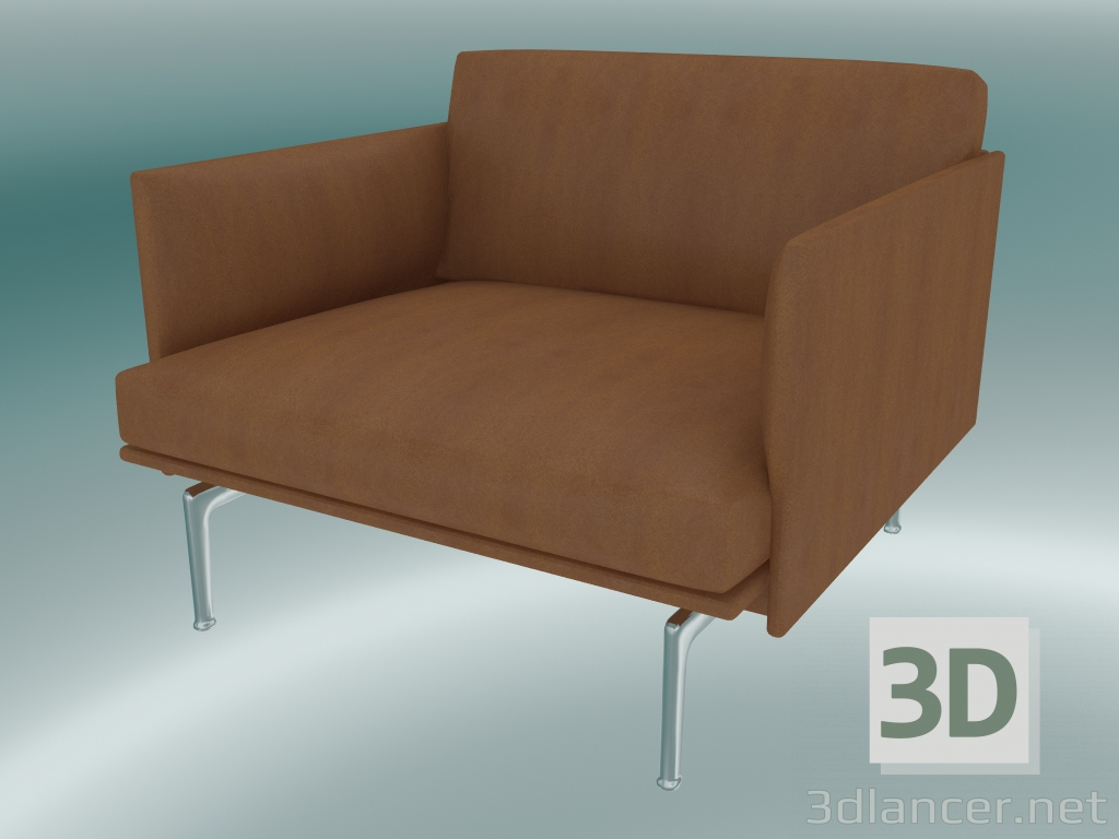 3d model Esquema del sillón (cuero coñac refinado, aluminio pulido) - vista previa