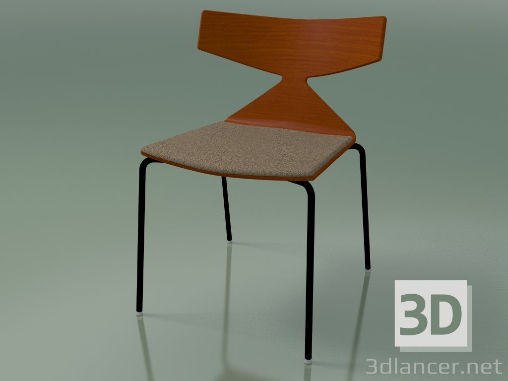3d model Stackable chair 3710 (4 metal legs, with cushion, Orange, V39) - preview
