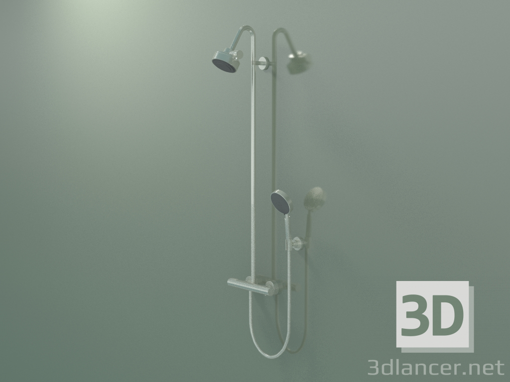 3d model Shower pipe with thermostat and 3jet overhead shower (34640820) - preview
