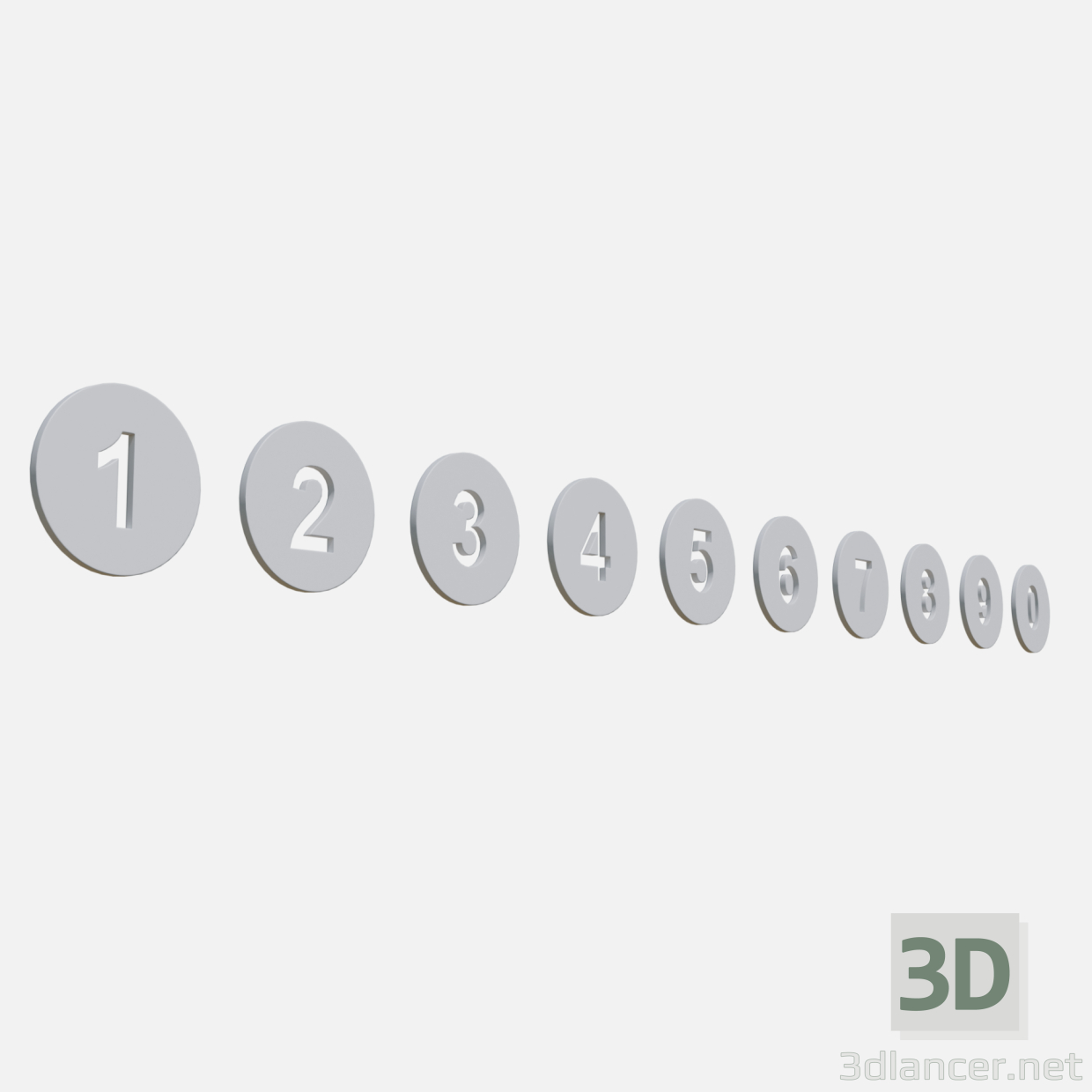 modèle 3D de Collection de chiffres ronds blancs acheter - rendu