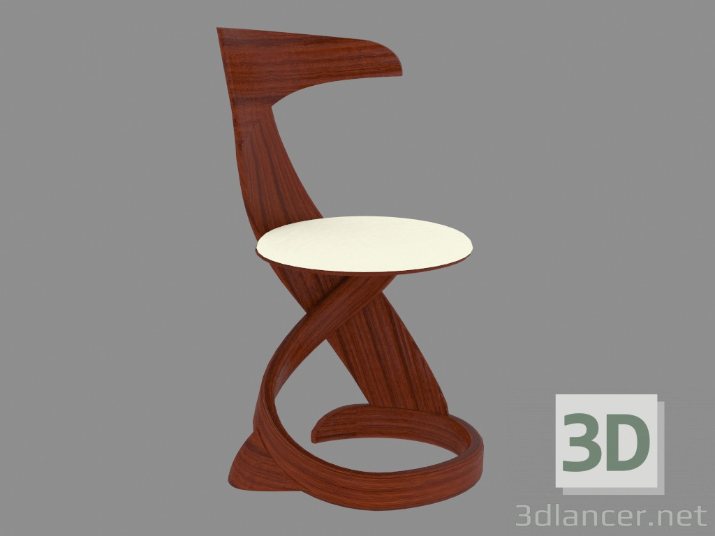 3D Modell Stuhl mit Lederpolsterung im Jugendstil - Vorschau